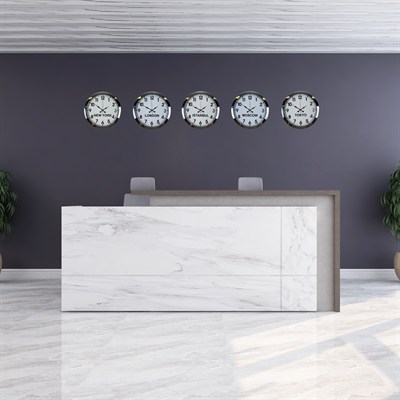 Prime Krom 36 cm Metal 5’li Dünya Saat Seti