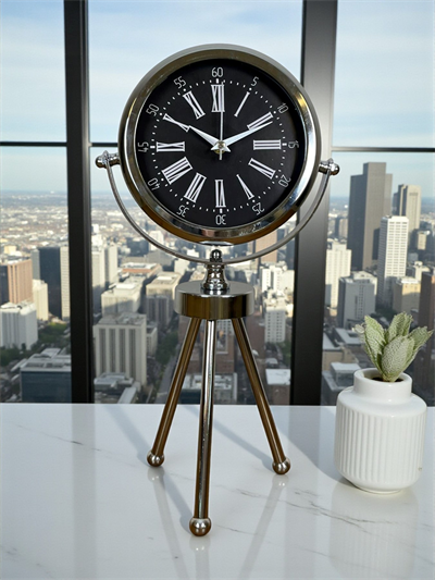 Prime Krom Üç Ayaklı Metal Masa Saati