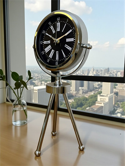 Prime Krom Üç Ayaklı Metal Masa Saati