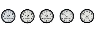 Prime Siyah Dünya Saat Seti 5’li 36 cm Metal