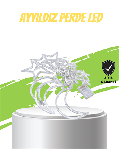 Prizli Perde LED Işık Yıldız ve Ay Figürlü Romantik Aydınlatma