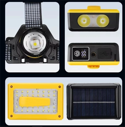 Pro F-3003 Alüminyum Pm10-tg Led Type-c Powerbank Ve Solar Şarjlı Kamp Kafa Feneri