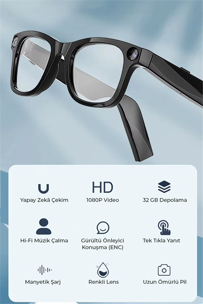 Pro Max Akıllı Gözlük Kameralı Yapay zeka,Müzik dinleme,telefon ile konuşma bluetooth