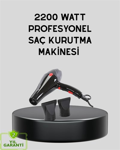 Profesyonel 2200W Fön Makinesi – AC Motorlu, Hızlı Kurutma, Hafif Tasarım