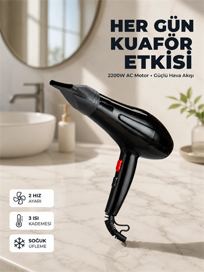 Profesyonel 2200W Saç Kurutma Makinesi Yüksek Performans