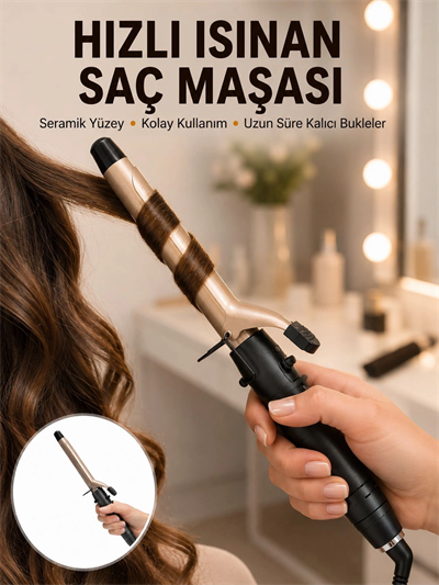 Profesyonel 25 mm Saç Maşası Kalın Bukle Etkili Yeni Nesil