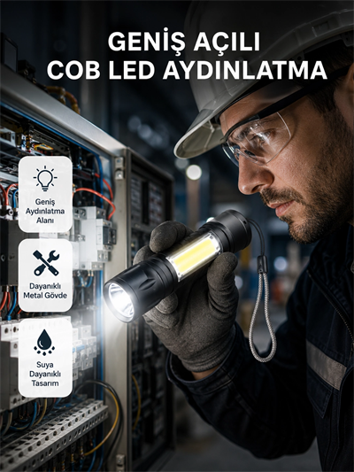 Profesyonel 4 Modlu Şarjlı El Feneri | 1300 mAh Batarya | Cree LED Teknolojisi