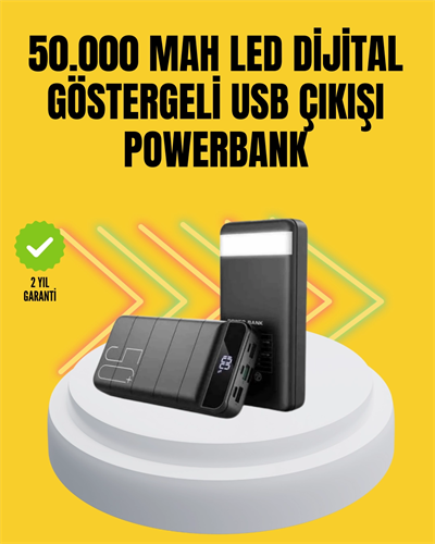 Profesyonel 50.000 mAh Powerbank – Aynı Anda Birden Fazla Cihaz Şarj Eden, Dayanıklı ve Güvenli Taşınabilir Şarj Cihazı