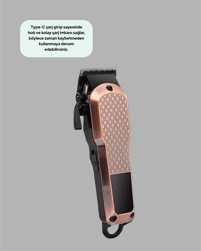 Profesyonel 7000RPM Saç Kesim Makinesi – Type-C Şarjlı, LCD Ekranlı, 4 Kademeli Ayar