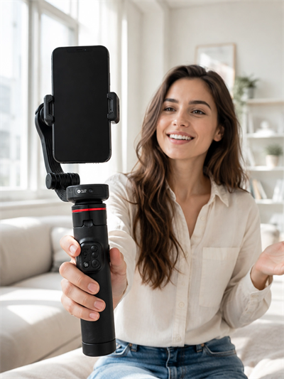 Profesyonel AI Gimbal Selfie Stick Yüz Takipli Telefon Sabitleyici Bluetooth Kumandalı Katlanabilir Tripod