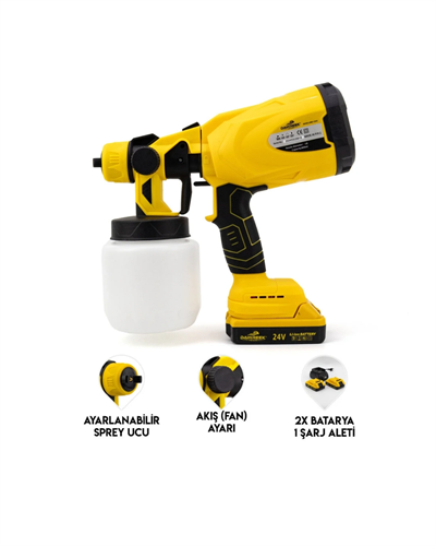 Profesyonel Akülü Püskürtme Tabanca Kablosuz Güçlü Boya Uygulama
