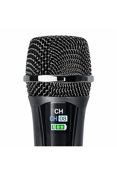 Profesyonel Çiftli Kablosuz Mikrofon Seti Karaoke Şarj Edilebilir 50 Metre