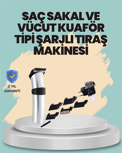 Profesyonel Erkek Tıraş Makinesi – Kablosuz, Paslanmaz Bıçaklı ve Tam Aksesuar
