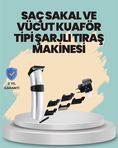 Profesyonel Erkek Tıraş Makinesi – Kablosuz, Paslanmaz Bıçaklı ve Tam Aksesuar