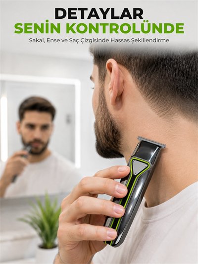 USB Sarjli T Tipi Bicakli Sac Sakal Kesme Makinesi 3 Tarakli Profesyonel Erkek Traas BX-313669