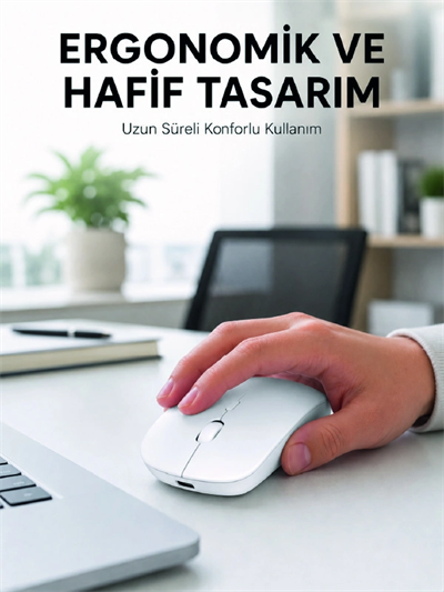 Profesyonel Kablosuz Bluetooth Mouse Çift Modlu Şarjlı Ergonomik Fare