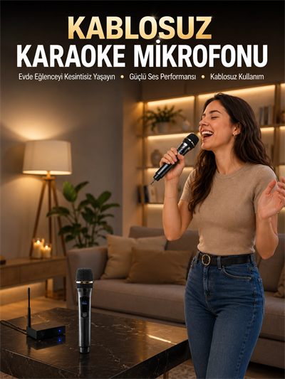 Profesyonel Kablosuz Mikrofon Seti Çift Mikrofonlu