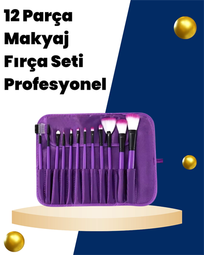 Profesyonel Makyaj Uygulamalarına Özel 12 Parça Kompakt ve Hafif Makyaj Fırça Seti