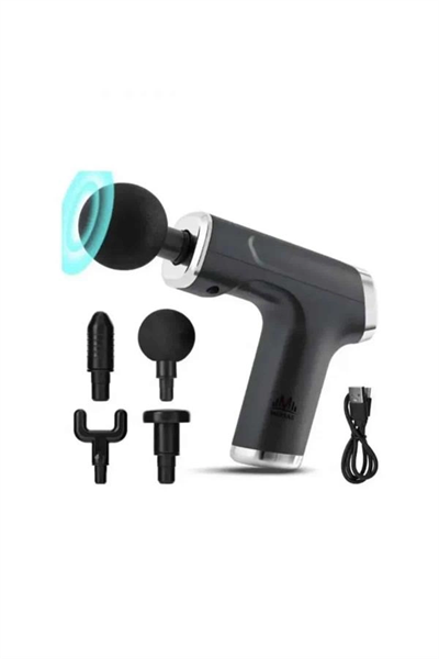 Profesyonel Masaj Tabancası Sporcu Masaj Aleti 4 Başlıklı Şarjlı Titreşimli
