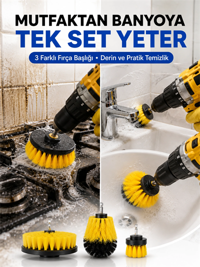 Profesyonel Matkap Ucu Temizlik Fırçası 3’lü Set