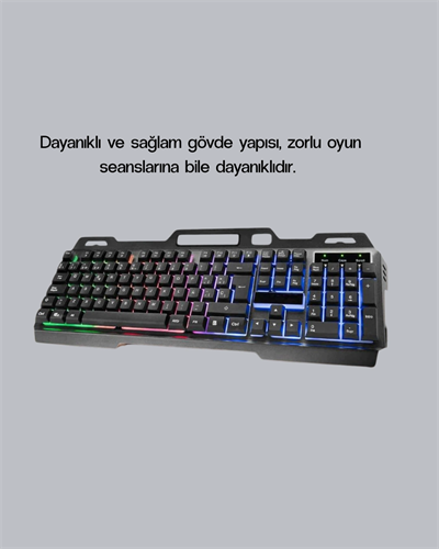 Profesyonel Oyuncu Klavye Mouse Seti – RGB Işıklı, Türkçe Q, DPI Ayarlı, Dayanıklı Gövde