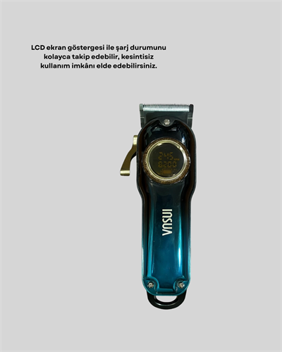 Profesyonel Saç Kesme Makinesi – 2000 mAh Şarjlı, LCD Ekranlı