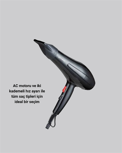Profesyonel Saç Kurutma Makinesi – AC Motor, Soğuk Üfleme, 2 Hız Kademesi