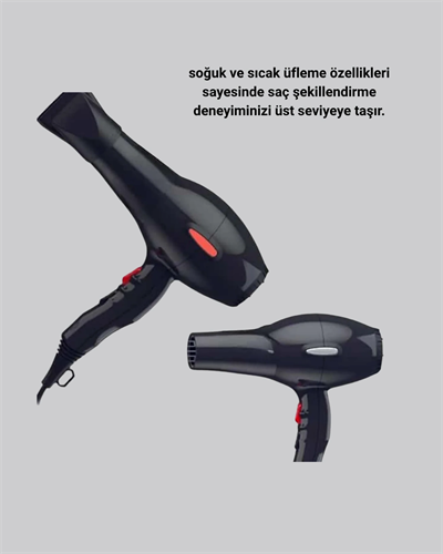 Profesyonel Saç Kurutma Makinesi – AC Motor, Soğuk Üfleme, 2 Hız Kademesi