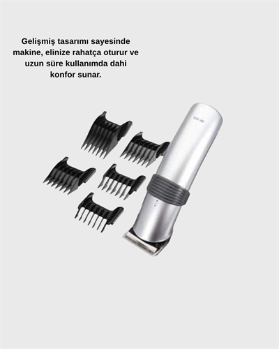 Profesyonel Şarjlı Saç ve Sakal Kesme Makinesi – Paslanmaz Çelik Bıçaklı, Ergonomik ve Sessiz Motorlu