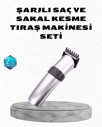 Profesyonel Şarjlı Saç ve Sakal Kesme Makinesi – Paslanmaz Çelik Bıçaklı, Ergonomik ve Sessiz Motorlu