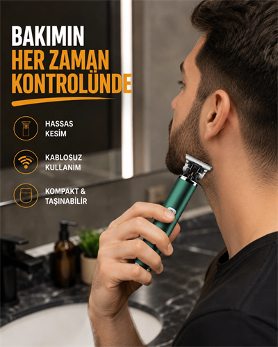 Profesyonel Şarjlı Tıraş Makinesi – 180 Dakika Kullanım, 2.5 Saat Hızlı Şarj, Evrensel USB Şarj Girişli