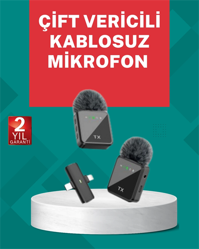 Profesyonel Ses Kayıtları İçin 2’li Kablosuz Yaka Mikrofon Seti