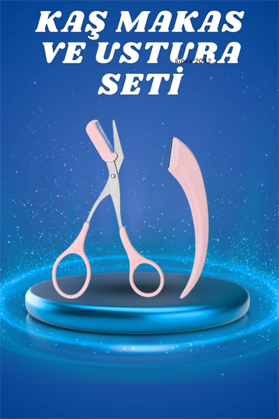 Profesyonel Taraklı Kaş Usturası ve Kaş Makası Bıyık Alma Kaş Usturası