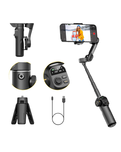 Profesyonel Telefon Gimbal Stabilizer 3 Axis Video Sabitleyici Vlog Tripod