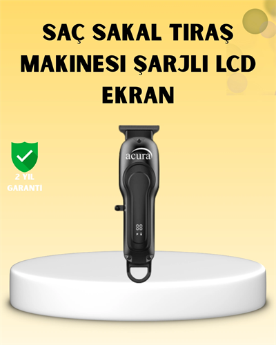 Profesyonel Tıraş Makinesi LCD Ekranlı Turbo Mod ve Güçlü Motor