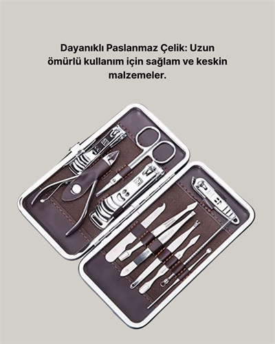 Profesyonel Tırnak Bakım Seti Çelik Aletli Şık Deri Çantalı
