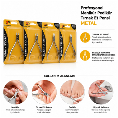 Profesyonel Tırnak Eti Pensi - Manikür Pedikür Makası - Metal