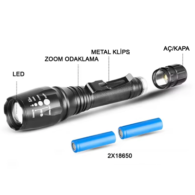 Profesyonel Tx6 Şarjlı Zoomlu El Feneri Wt-241