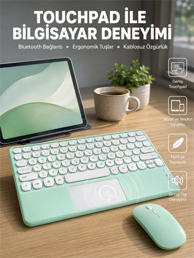 Profesyonel Wifi Q Klavye Bluetooth Klavye Touchpad 10.8 Inç Yeni Nesil