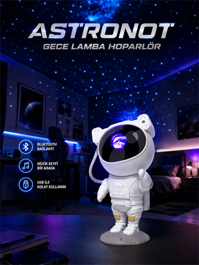 Projeksiyon Astronot Lamba Speaker Sevimli Astronot Bluetooth Hoparlör Yeni Nesil