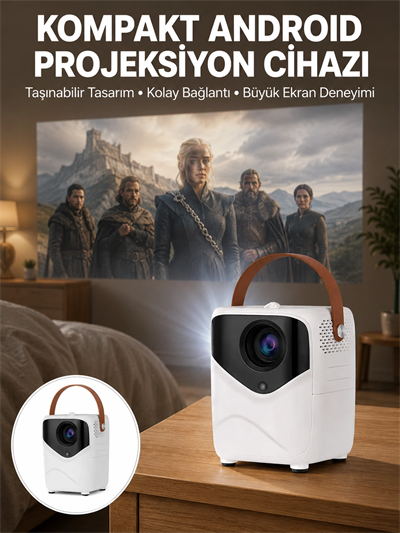Projeksiyon Ev Sineması Bluetooth 4k HD Kaliteli Görüntü Kumandalı Yeni Nesil