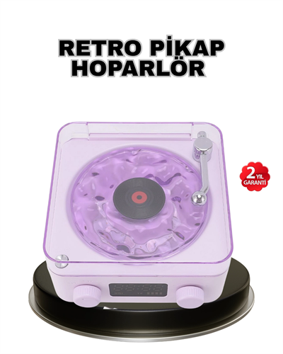 Projektör Işıklı Retro Hoparlör Bluetooth AUX USB Hafıza Kartlı 360° Sesli Şarjlı