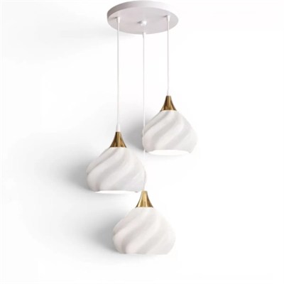 Pumpki̇n Salon Oturma Odasi Üçlü Sarkıt Avize 3d – Salon Aydınlatması 70 Cm Beyaz-gold