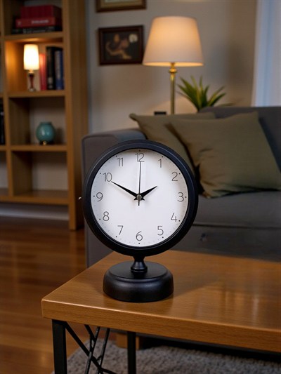 Pure Black 25 x 20 Cm Metal Modern Masa Saati