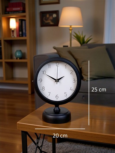 Pure Black 25 x 20 Cm Metal Modern Masa Saati
