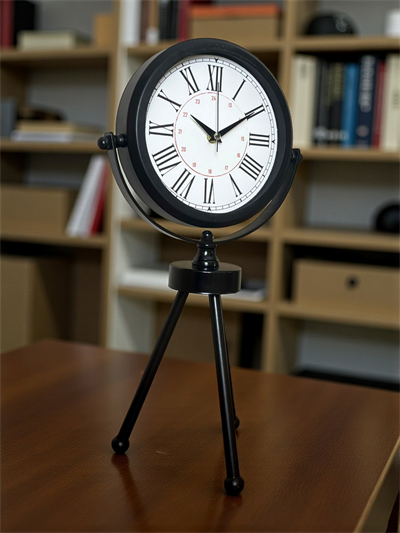 Pure Black Roma Rakamlı Üç Ayaklı Metal Masa Saati