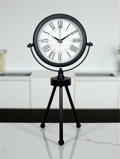 Pure Black Roma Rakamlı Üç Ayaklı Metal Masa Saati
