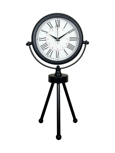 Pure Black Roma Rakamlı Üç Ayaklı Metal Masa Saati