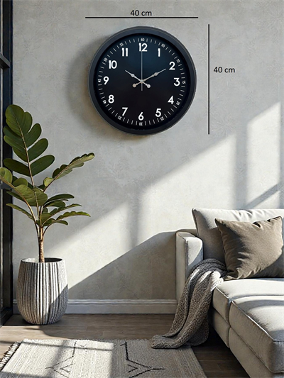 Pure Dark Black 40 Cm Metal Duvar Saati