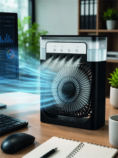 Püskürtmeli Masaüstü Fan 5 Başlıklı Serinletici, 600 ml Su Haznesi, 3 Kademe Fan, Type-C Bağlantı